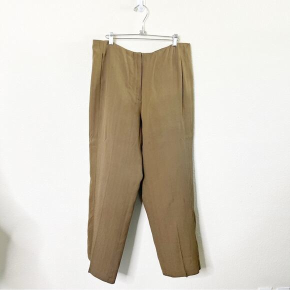 Citron Santa Monica Tan Silk Crinkle Pants Womens Size M - Picture 1 of 6